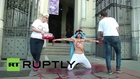 Spain: Femen get naked and bloody against anti-abortion law *Explicit Material*