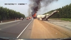 Huge Explosion After Vehicles Head On Impact